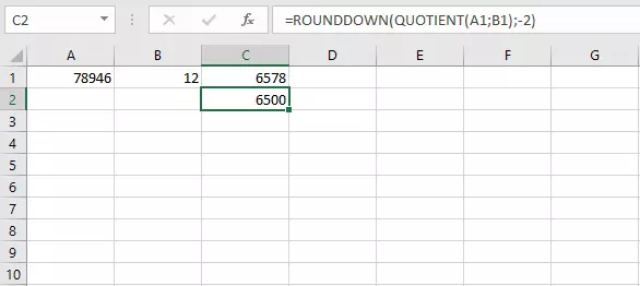 Combinazione delle funzioni ARROTONDA.PER.DIF e QUOZIENTE