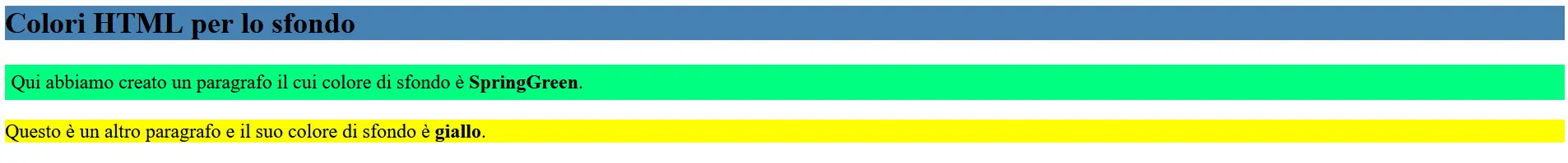 Colori HTML: esempio di sfondo Immagine: Colori HTML: esempio di sfondo