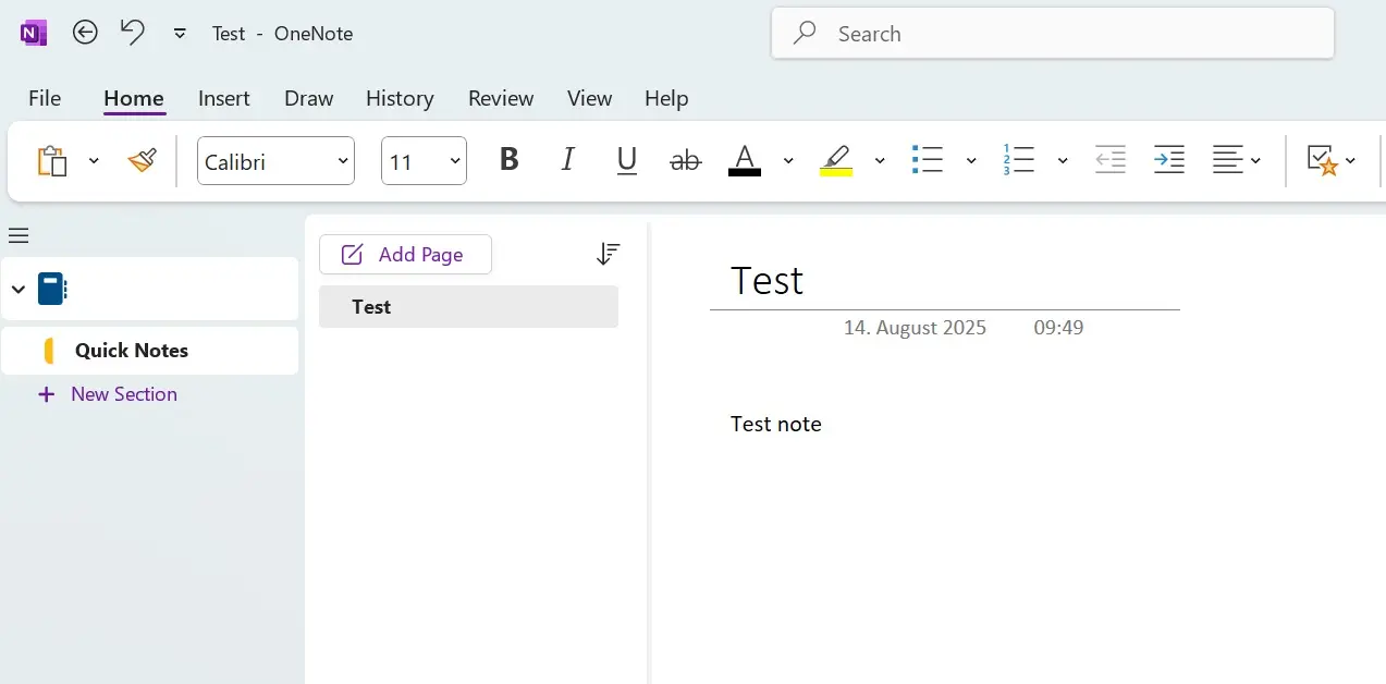 Immagine: Screenshot di OneNote