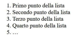 Esempio di lista ordinata Immagine: Esempio di lista ordinata