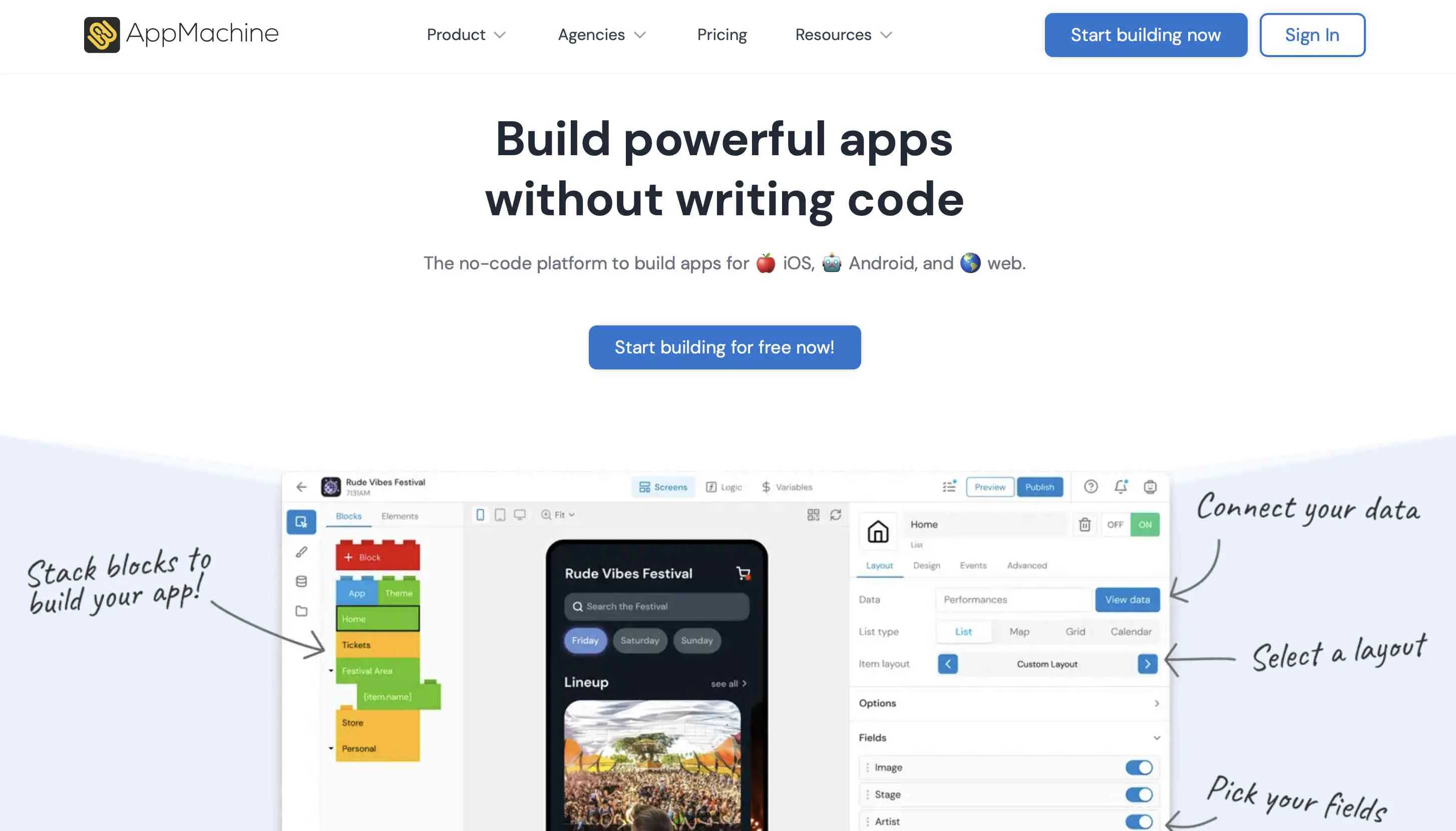 Immagine: Sito del creatore di app AppMachine