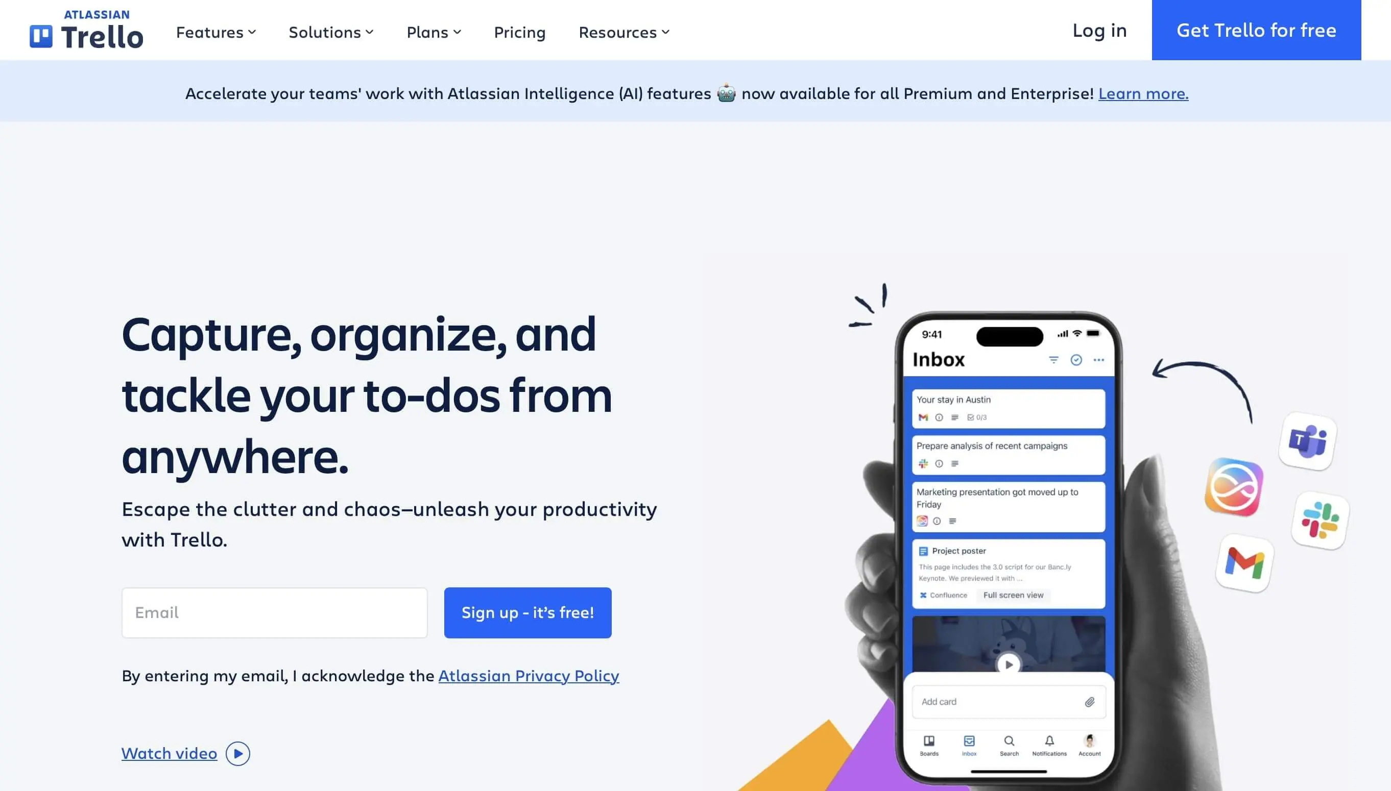Immagine: Screenshot del sito di Trello