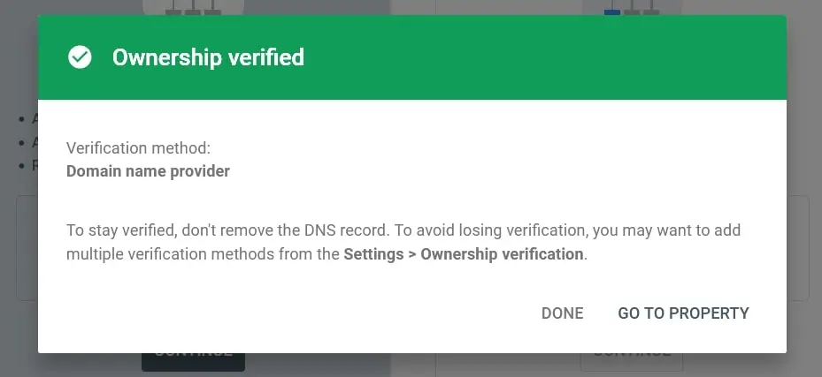 Immagine: Google Search Console: propriet&agrave; confermata