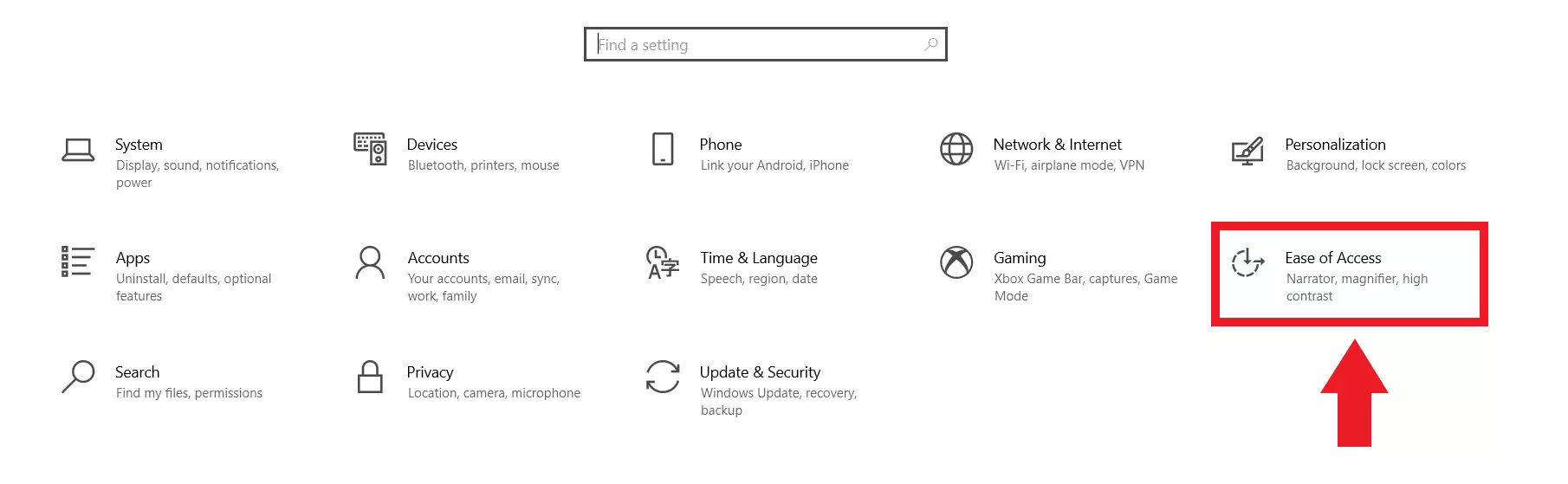 Immagine: Nel menu delle impostazioni cliccate sul campo “Accessibilità”