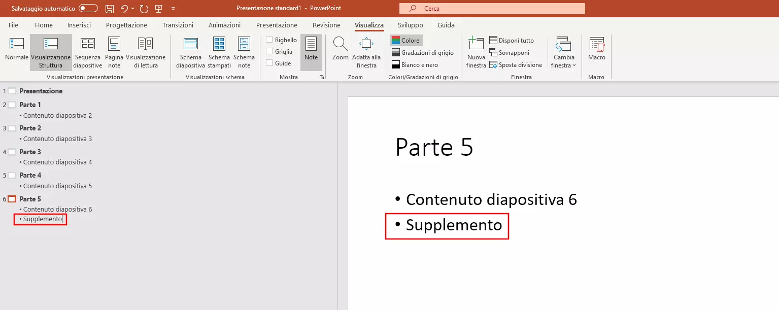 Immagine: Visualizzazione struttura PowerPoint: modificare i contenuti