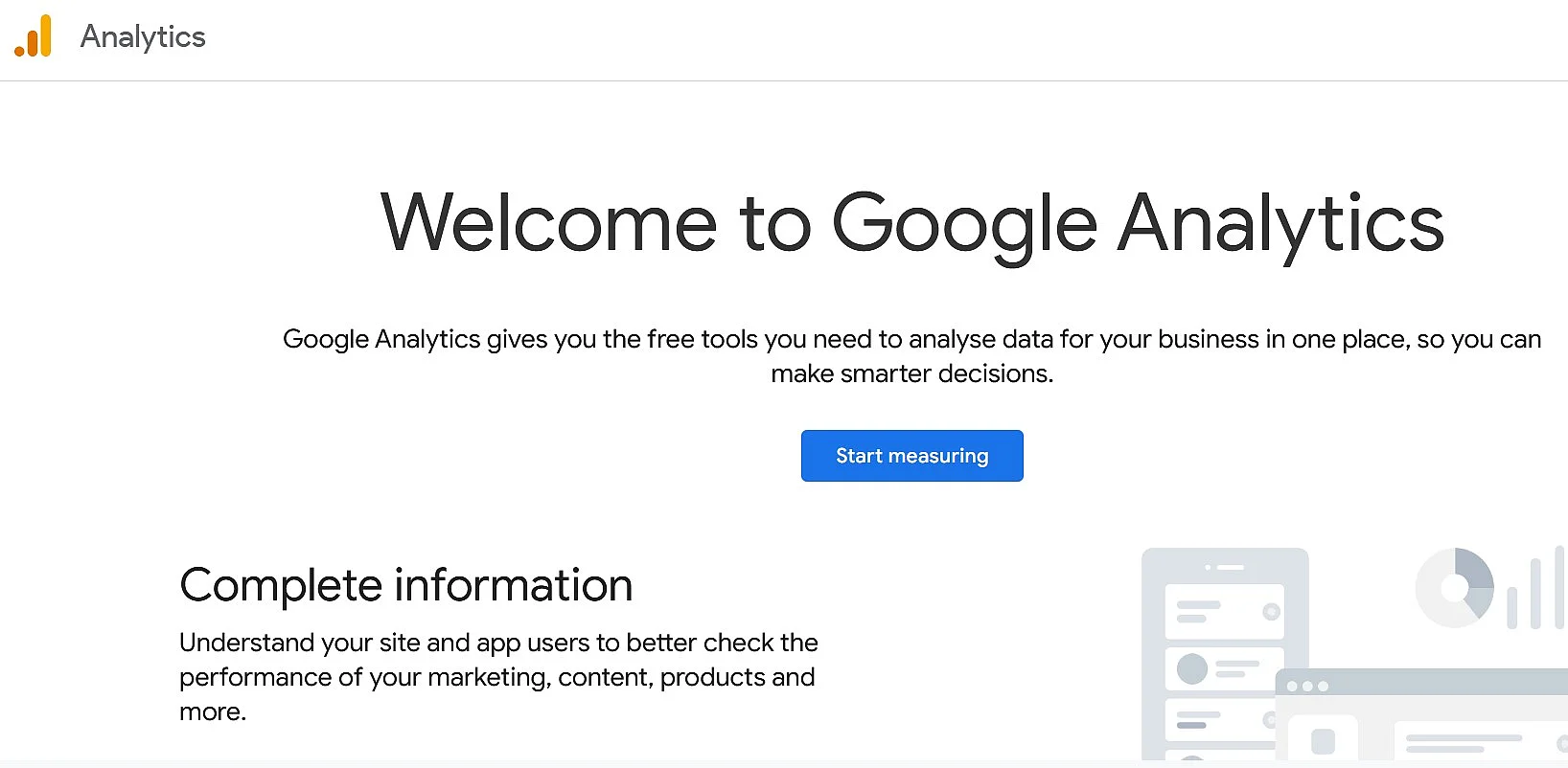 Pagina informativa di Google Analytics Immagine: Pagina informativa di Google Analytics