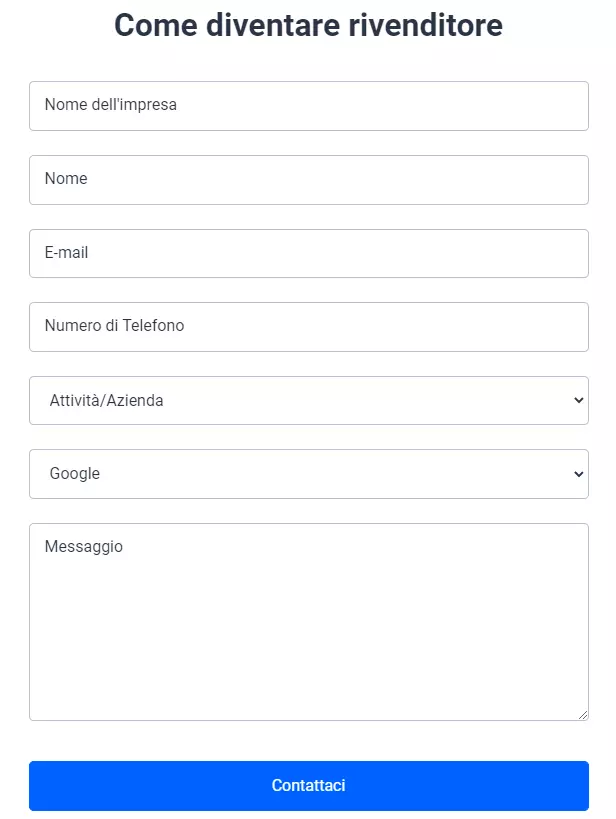 Immagine: Modulo di contatto standard per la generazione di lead e il servizio clienti