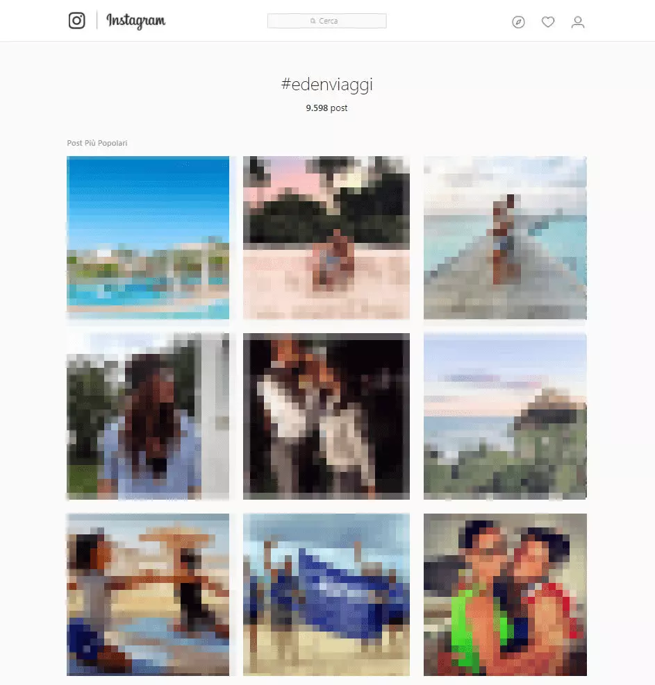 Risultati di ricerca con l’hashtag #edenviaggi nella visualizzazione di Instagram dal browser