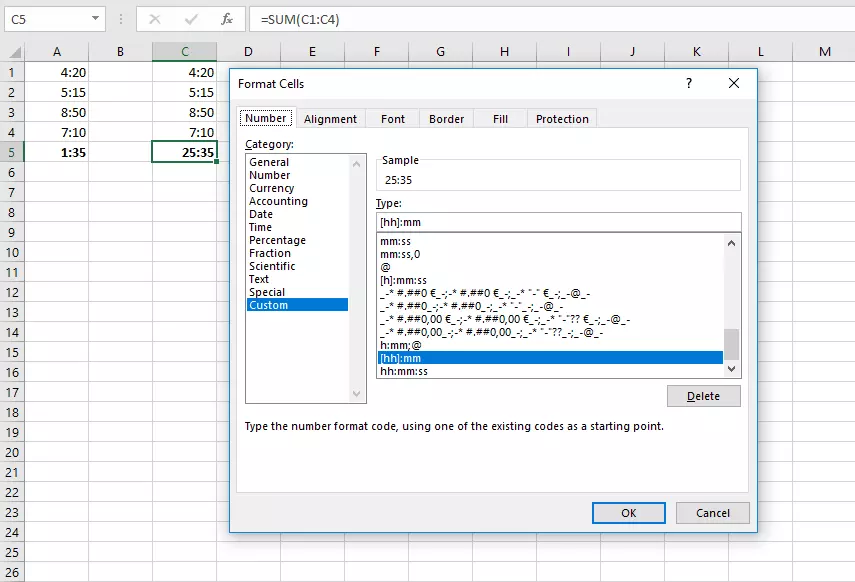 Tipo di formato personalizzato in Excel