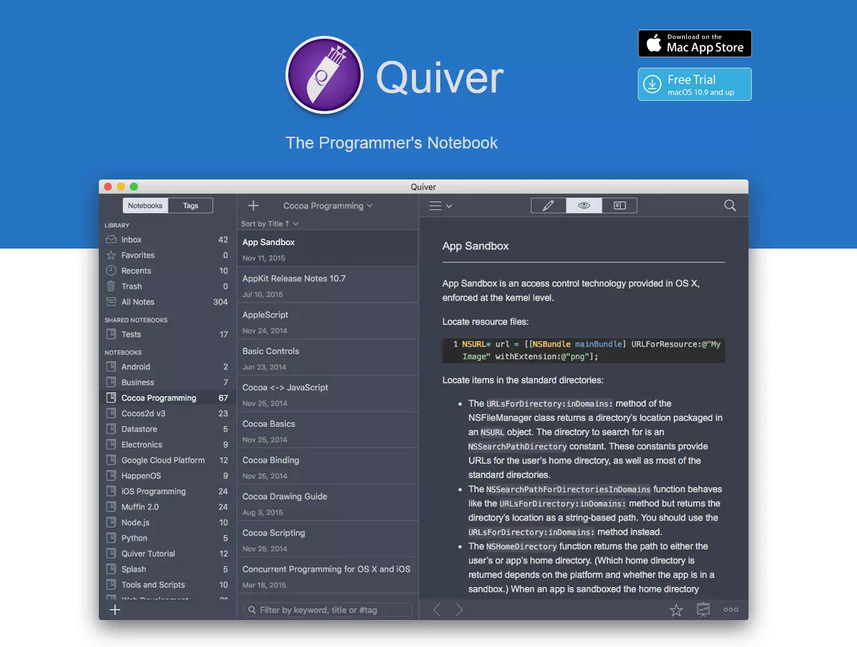 Immagine: Markdown editor per Mac Quiver