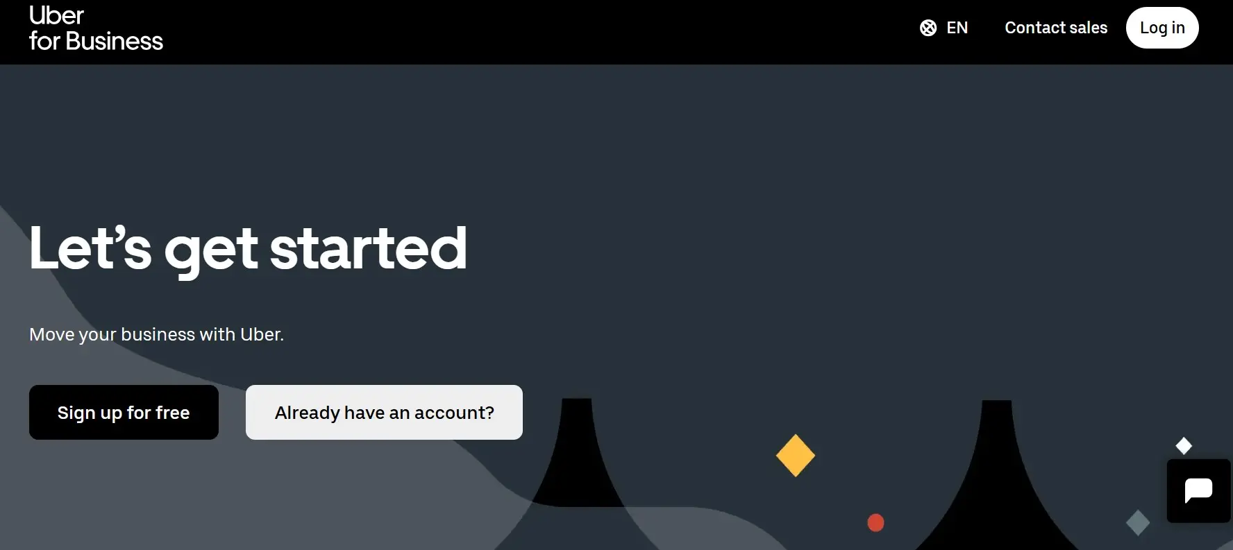 Pagina di destinazione di Uber for Business Immagine: Pagina di destinazione di Uber for Business