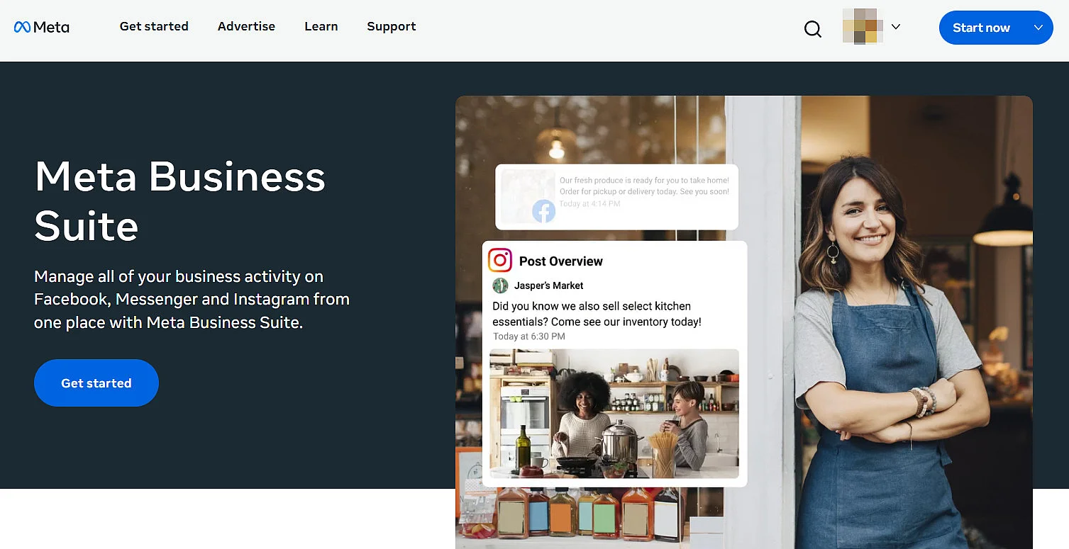 Immagine: La pagina iniziale di Meta Business Suite