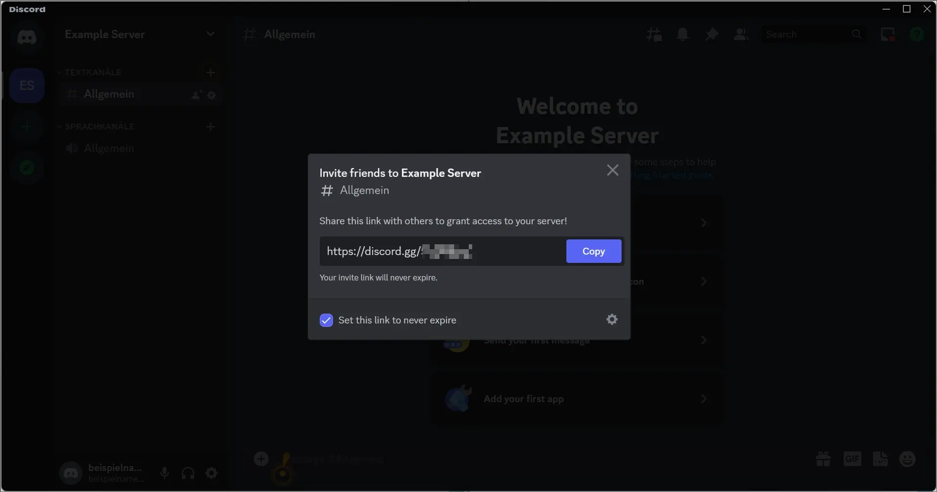 Creazione di un link di invito sul server Discord Immagine: Creazione di un link di invito sul server Discord