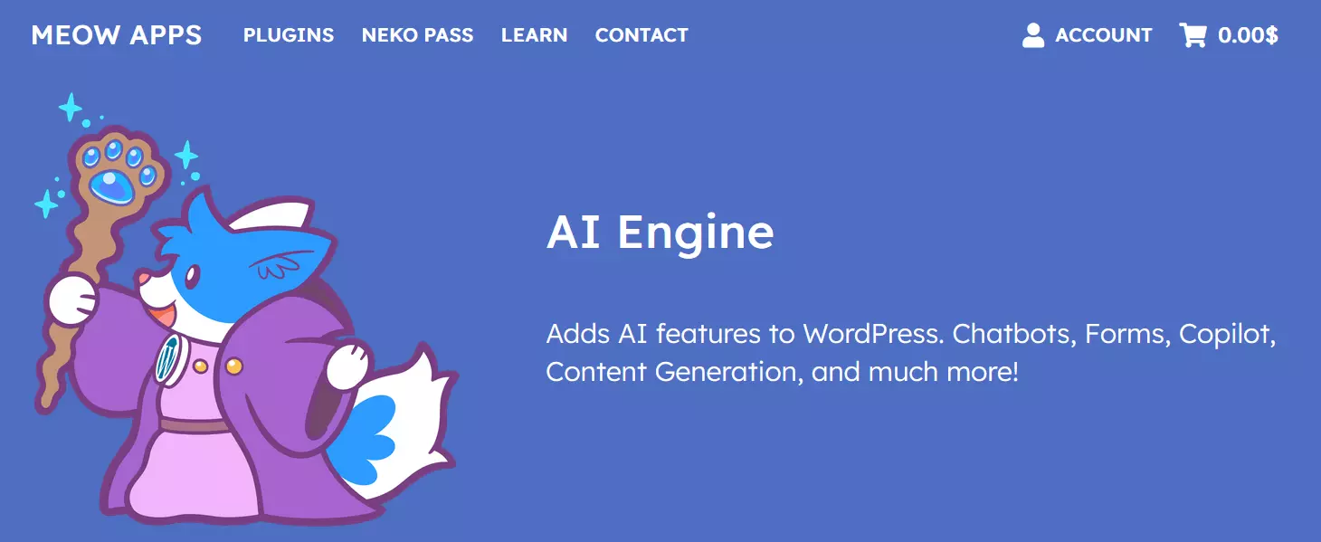 Immagine: Screenshot del sito web di AI Engine