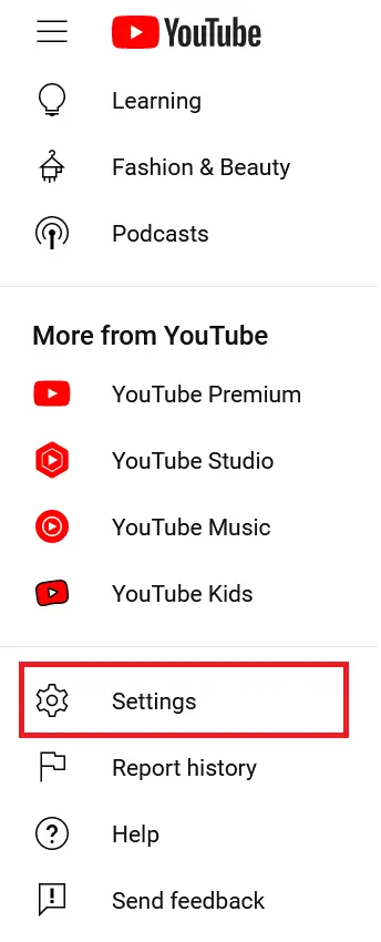 Immagine: Voce di menu su YouTube “Impostazioni”