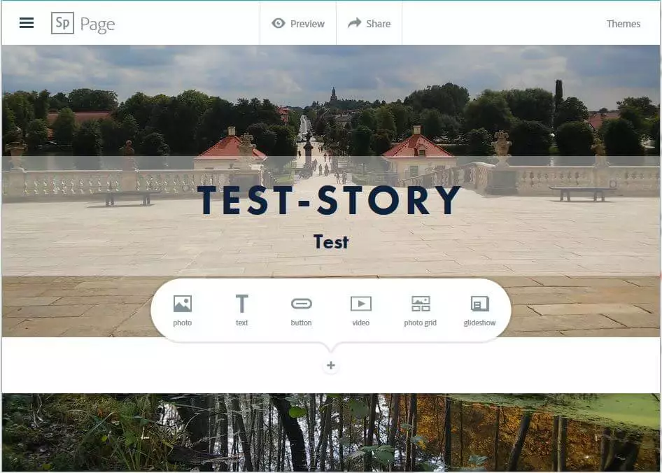 Adobe Spark Page: l’interfaccia utente della versione web