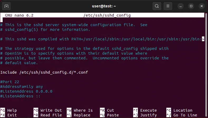Contenuto del file di configurazione OpenSSH sshd_config