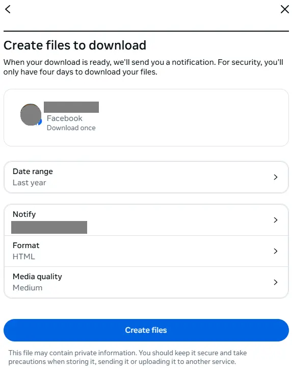 Facebook: creare il file da scaricare Immagine: Facebook: creare il file da scaricare