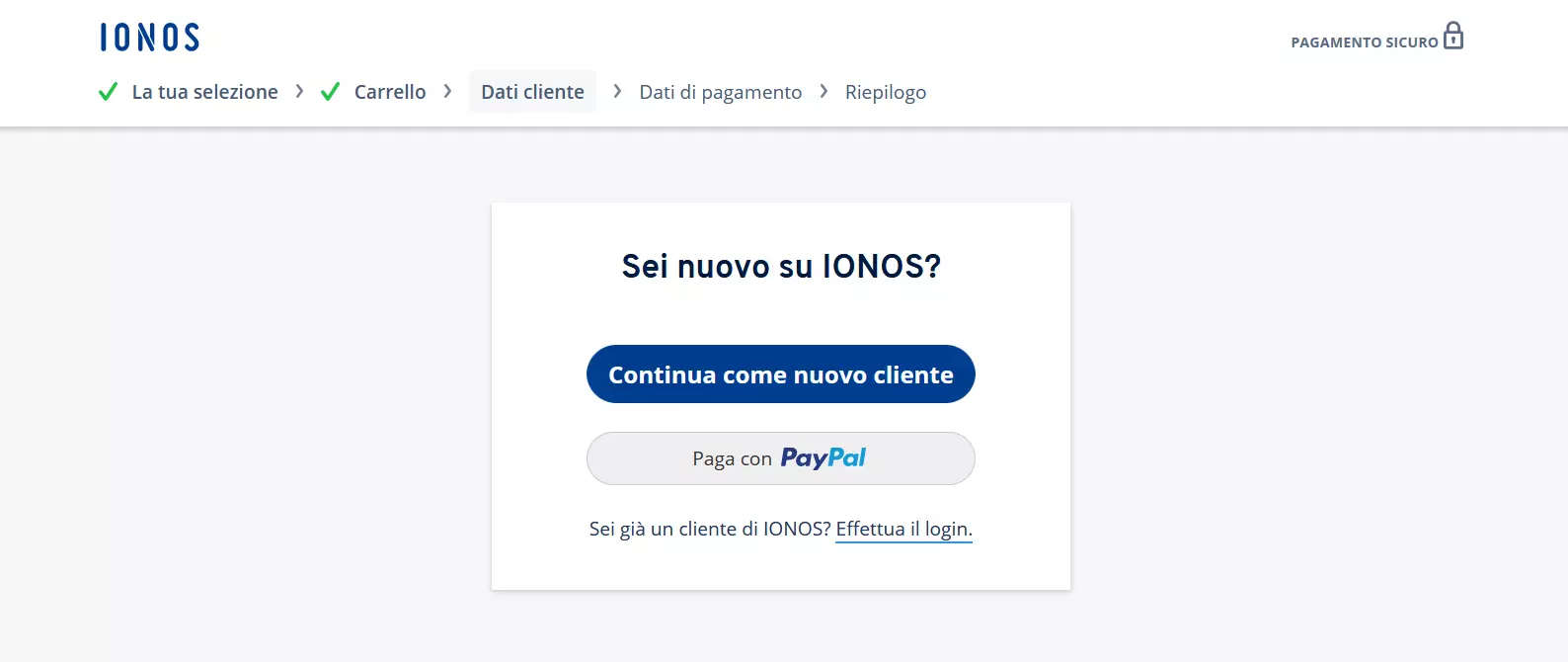 IONOS: pagamento del dominio nel carrello IONOS: pagamento del dominio nel carrello
