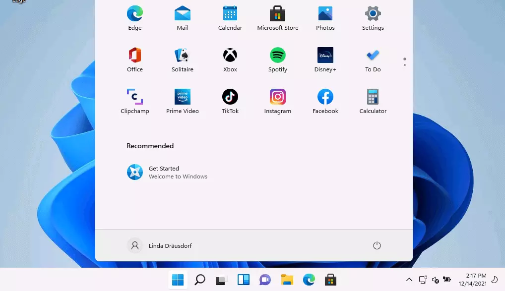 Immagine: Windows 11 con menu di avvio aperto