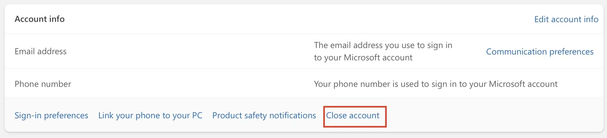 Immagine: Account Microsoft nel browser del desktop