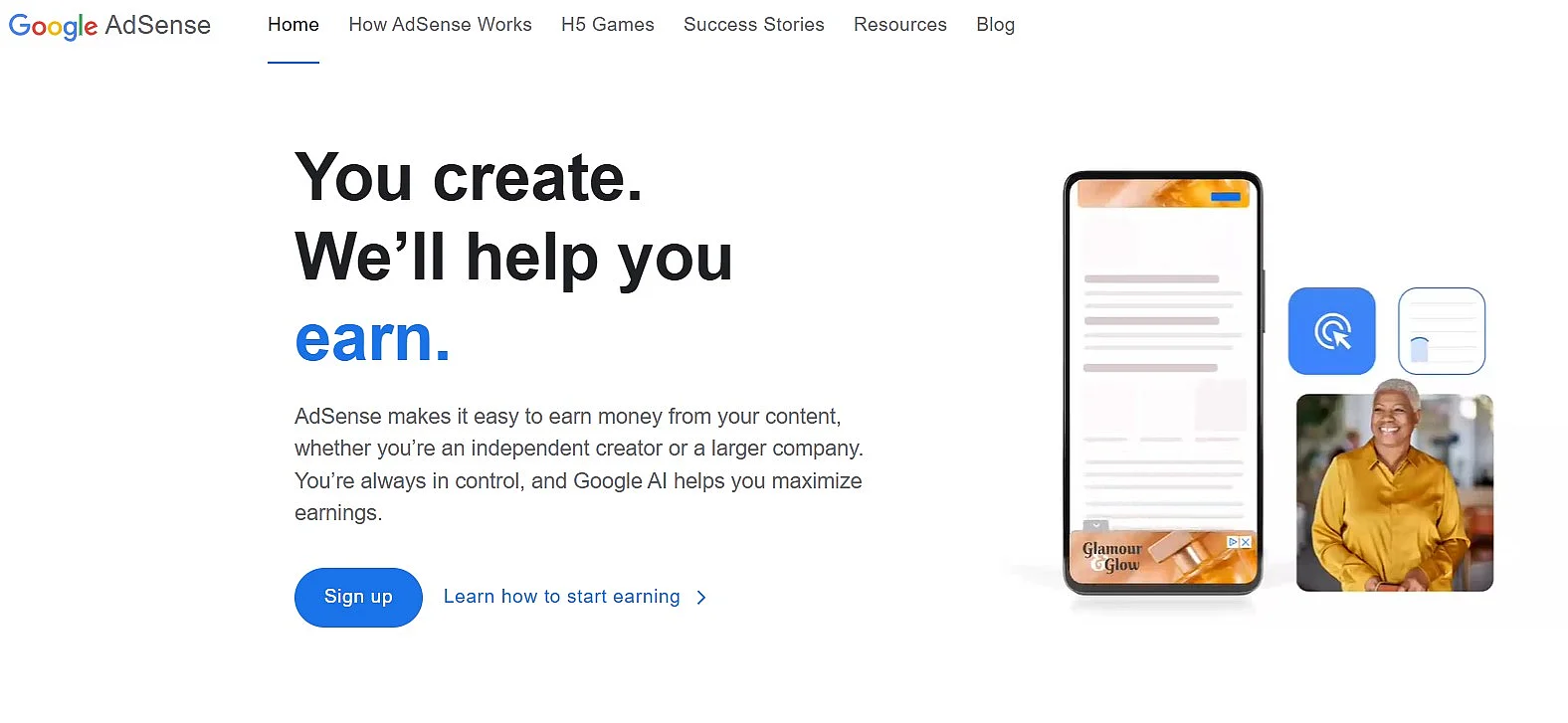 Sito di Google AdSense Immagine: Sito di Google AdSense