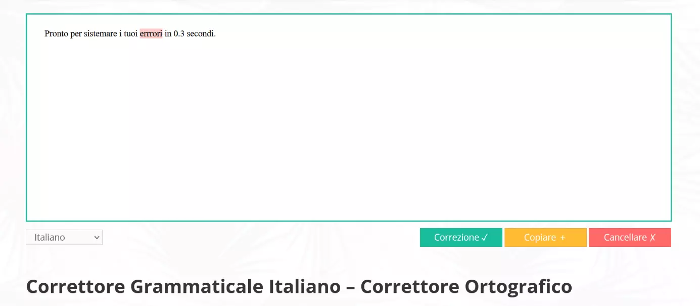 Pagina web del correttore grammaticale online Corrector