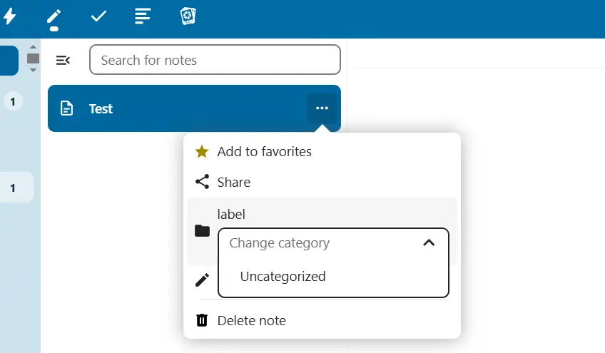 Nextcloud Notes: modifica della categoria Immagine: Nextcloud Notes: modifica della categoria
