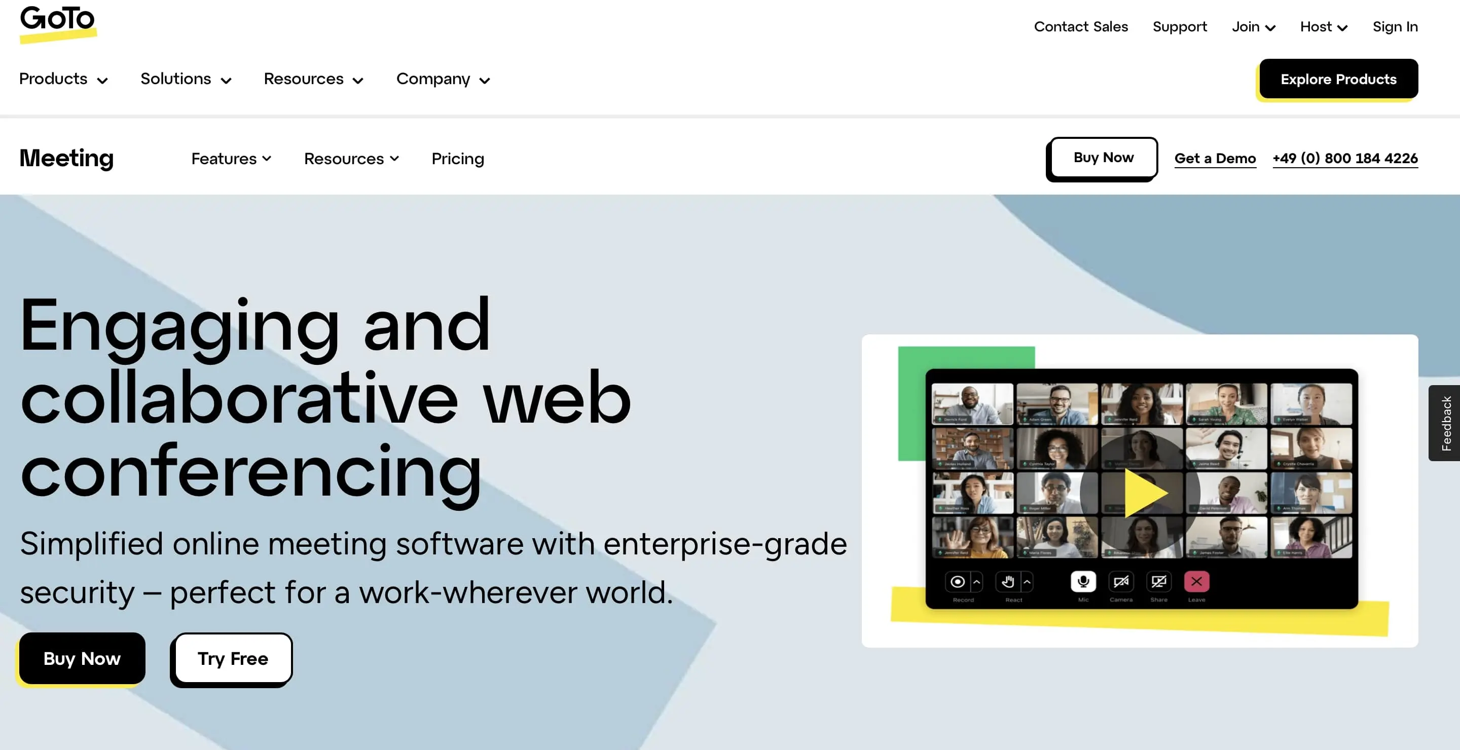 Immagine: Screenshot del sito web di GoTo Meeting