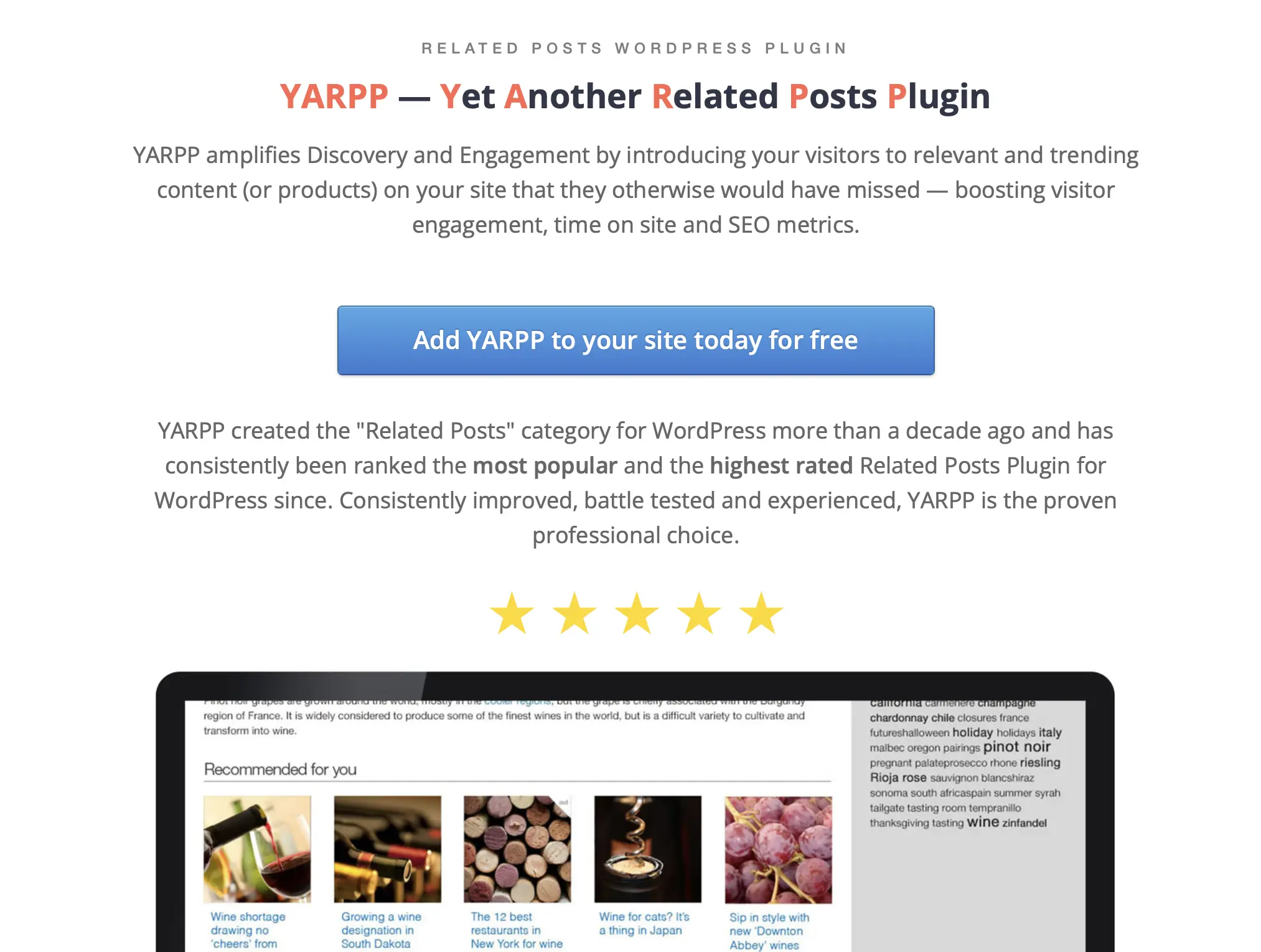 Immagine: Sito ufficiale di Yet Another Related Posts Plugin (YARPP)
