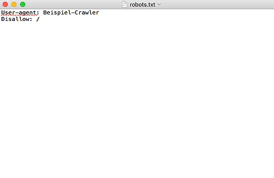 Screenshot di un file robots.txt che esclude un crawler specifico Immagine: Screenshot di un file robots.txt che esclude un crawler specifico