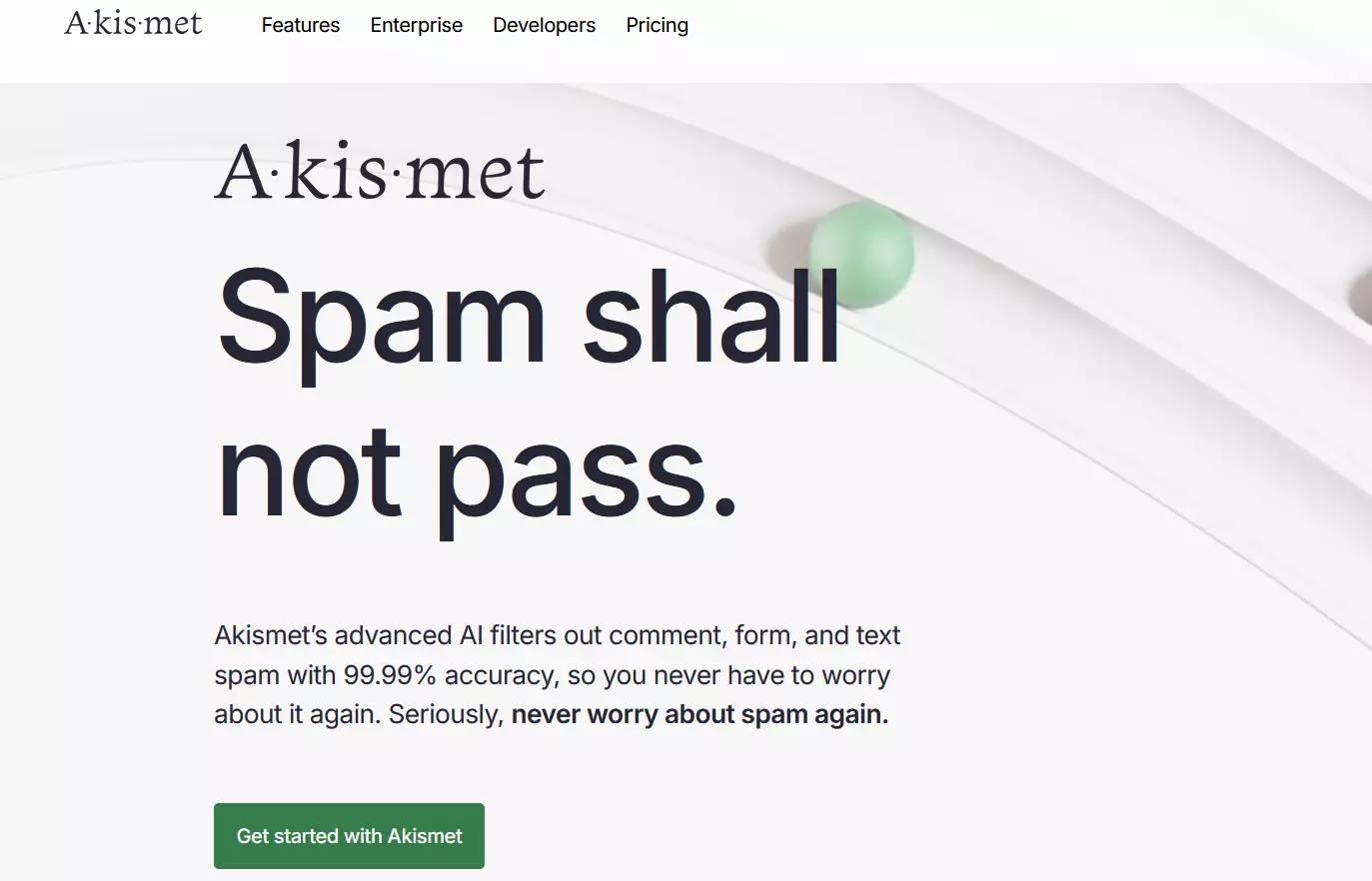 Immagine: Screenshot del sito web di Akismet