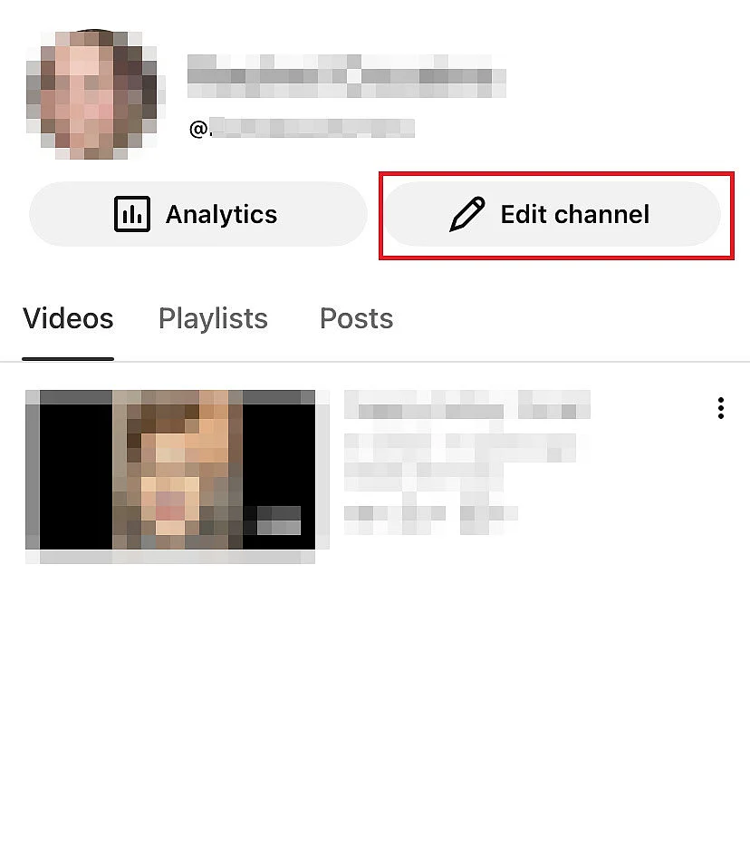 App YouTube: pulsante “Modifica canale” Immagine: App YouTube: pulsante “Modifica canale”