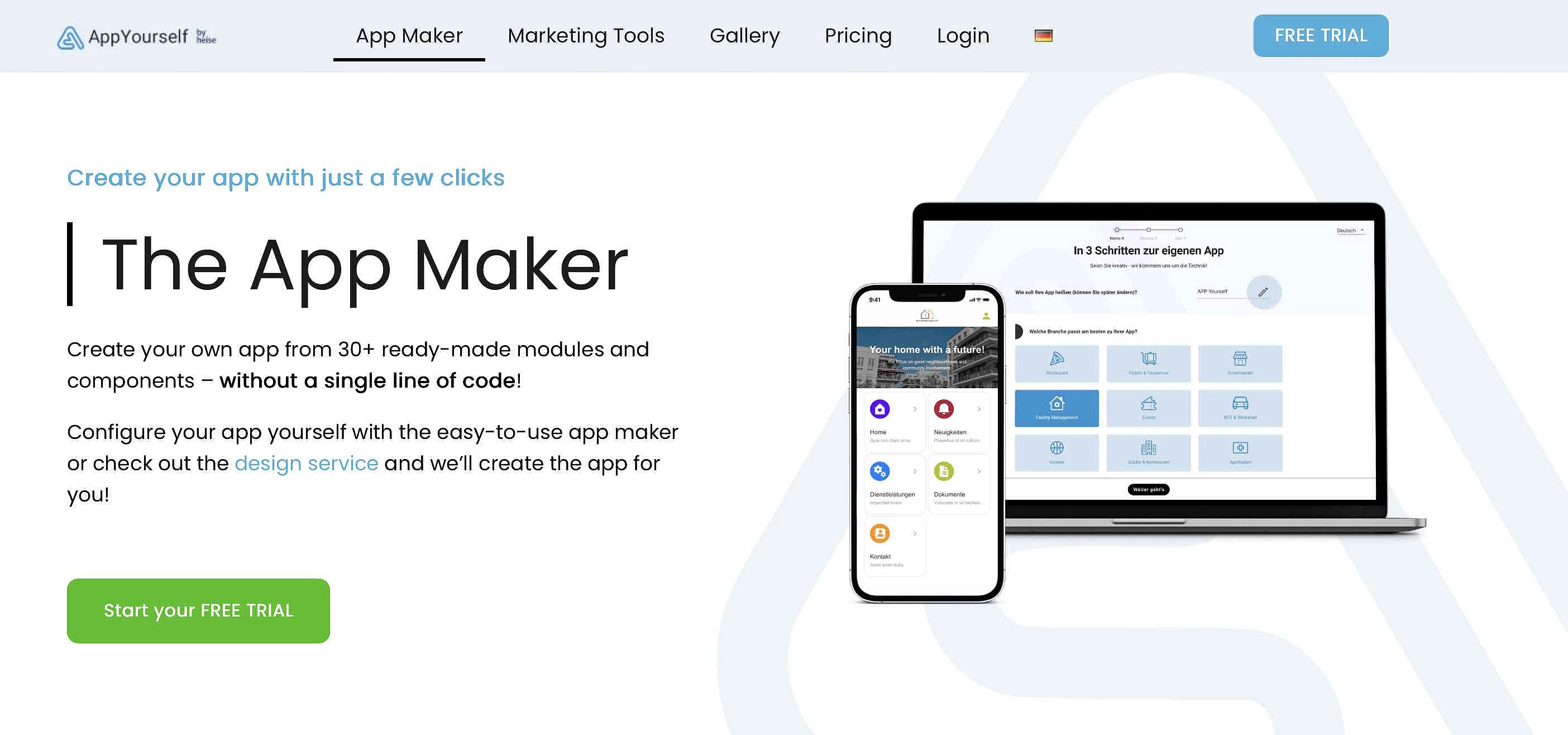 Immagine: Sito ufficiale dell’app builder AppYourself