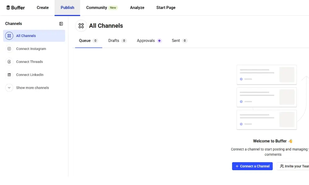 Immagine: Interfaccia utente di Buffer