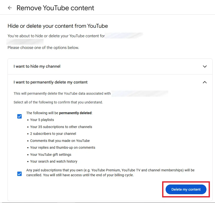 Immagine: YouTube: eliminare definitivamente i contenuti del canale