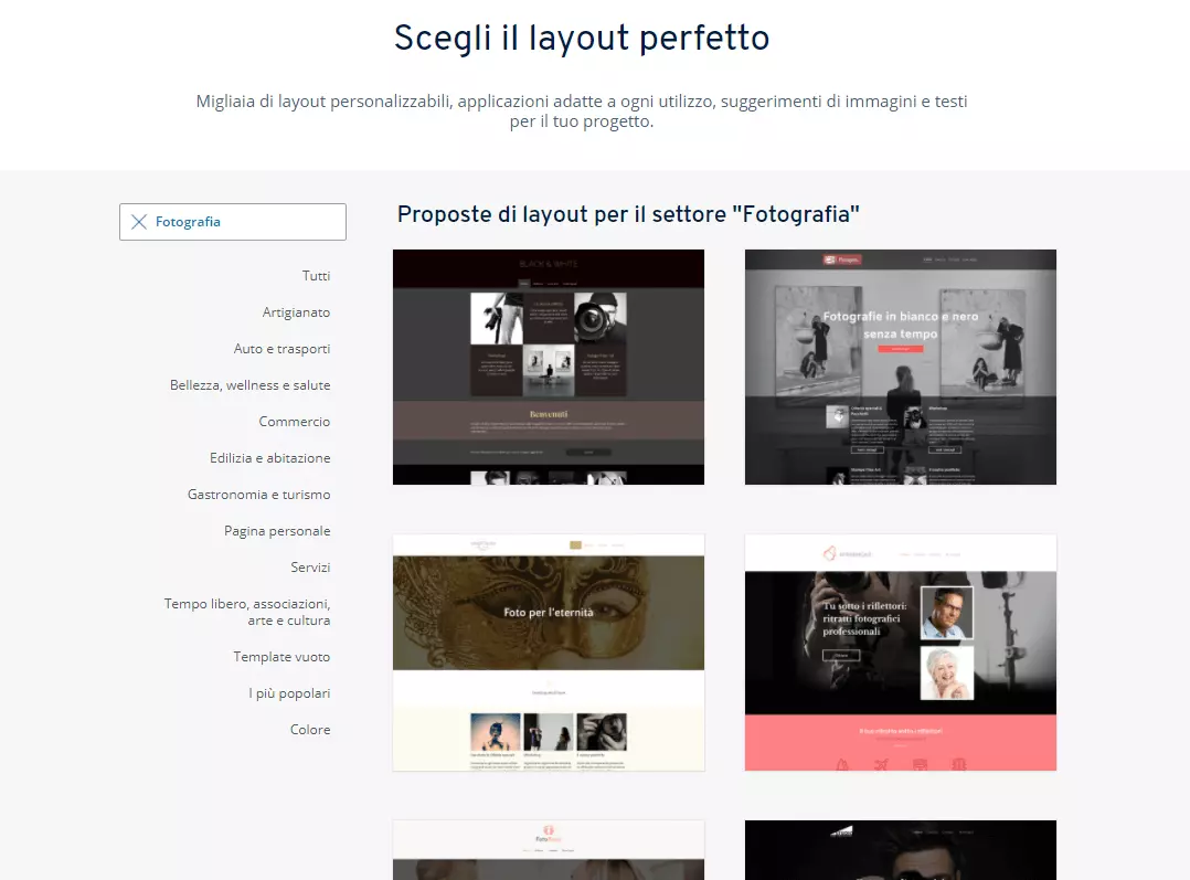 Immagine: Template di IONOS per siti di fotografia