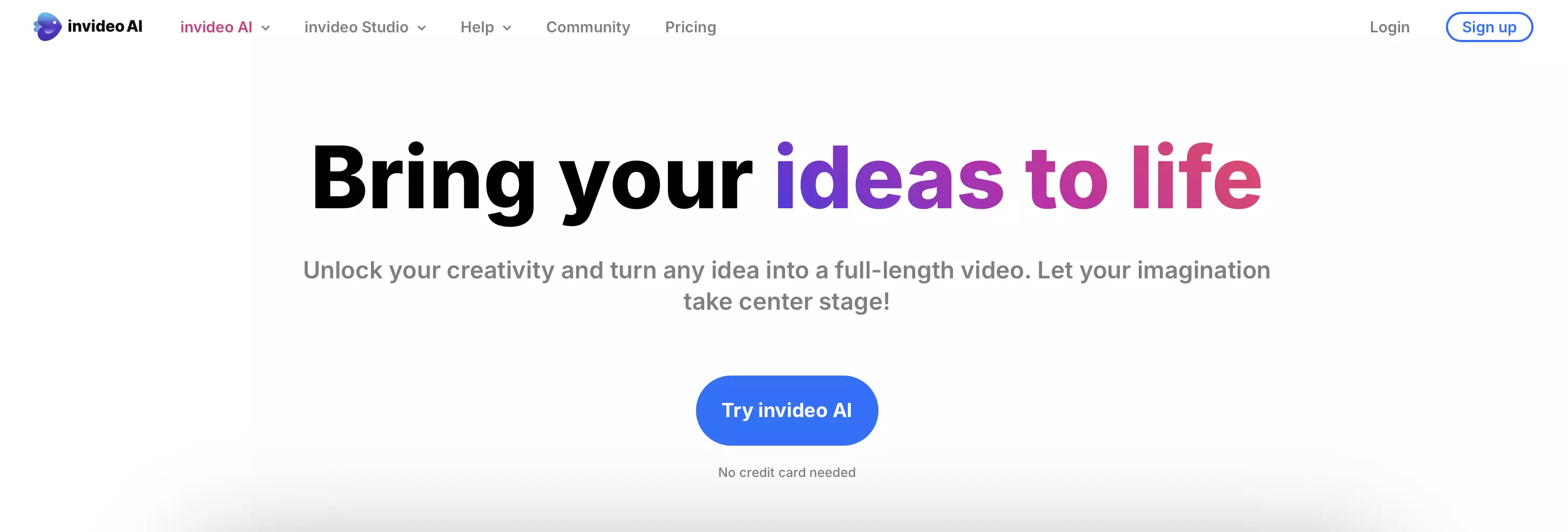 Screenshot del sito web di InVideo Immagine: Screenshot del sito web di InVideo