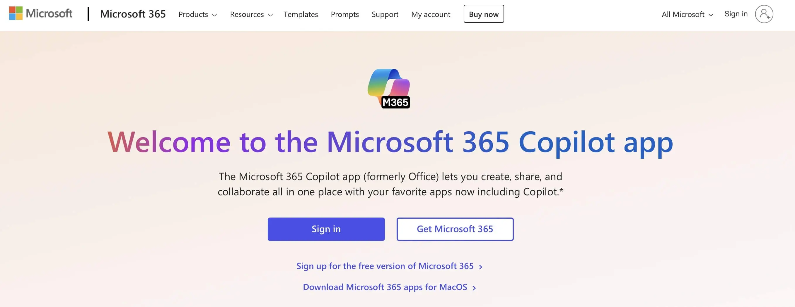 Immagine: Screenshot del sito di Microsoft 365