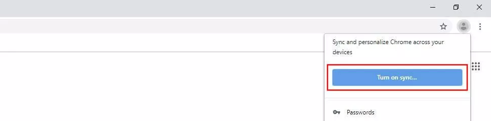 Immagine: Google Chrome: pulsante “Attiva sincronizzazione”