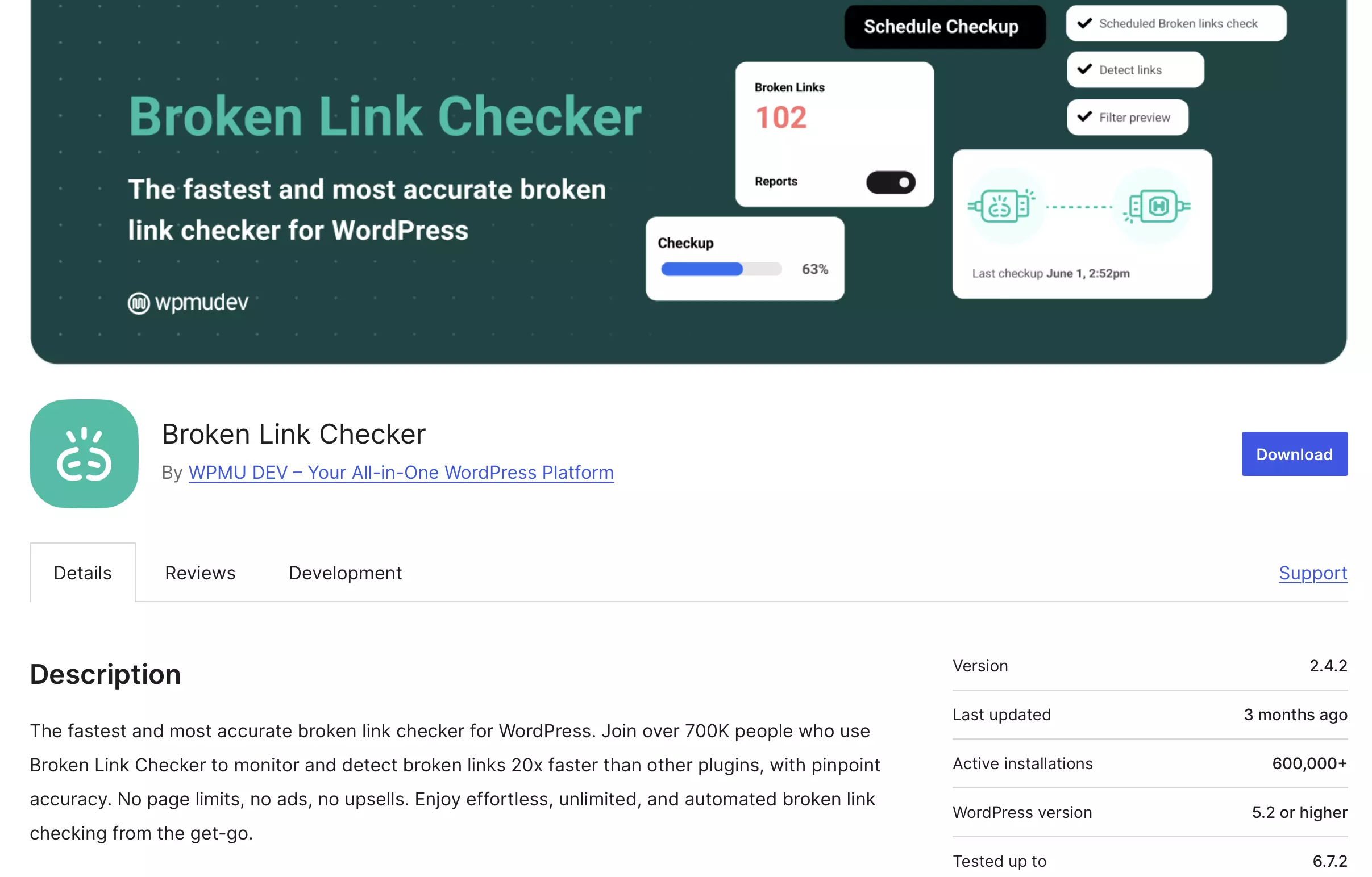 wordpress.org: pagina dei plugin con “Broken Link Checker” Immagine: wordpress.org: pagina dei plugin con “Broken Link Checker”