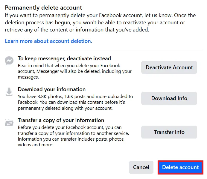Facebook: eliminare definitivamente l’account Immagine: Facebook: eliminare definitivamente l’account