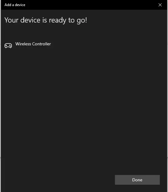 Screenshot della connessione stabilita tra il controller PS5 e il PC