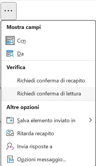 Attivazione della conferma di lettura di Outlook solo per un messaggio Immagine: Attivazione della conferma di lettura di Outlook solo per un messaggio