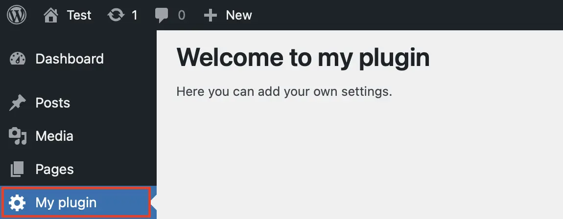 Immagine: Ora hai una tua pagina delle impostazioni per il plugin che hai sviluppato