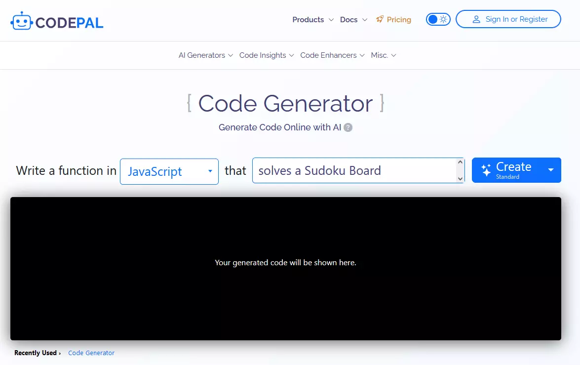 Screenshot del sito web di CodePal Immagine: Screenshot del sito web di CodePal