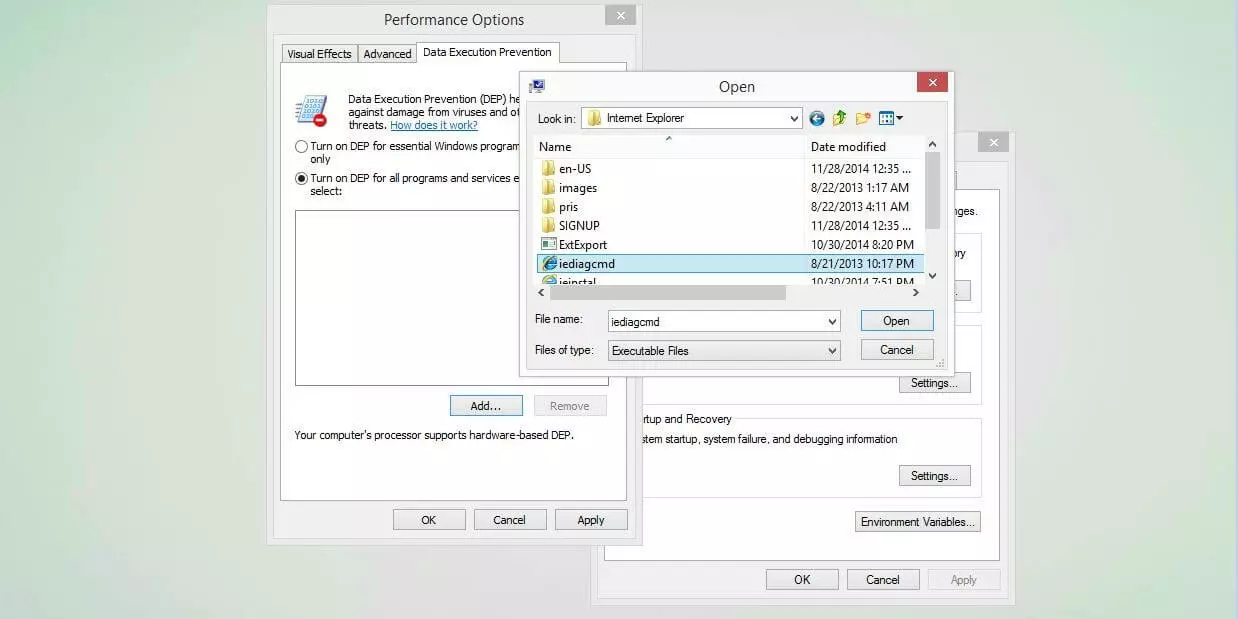 Prevenzione esecuzione dati in Windows 10