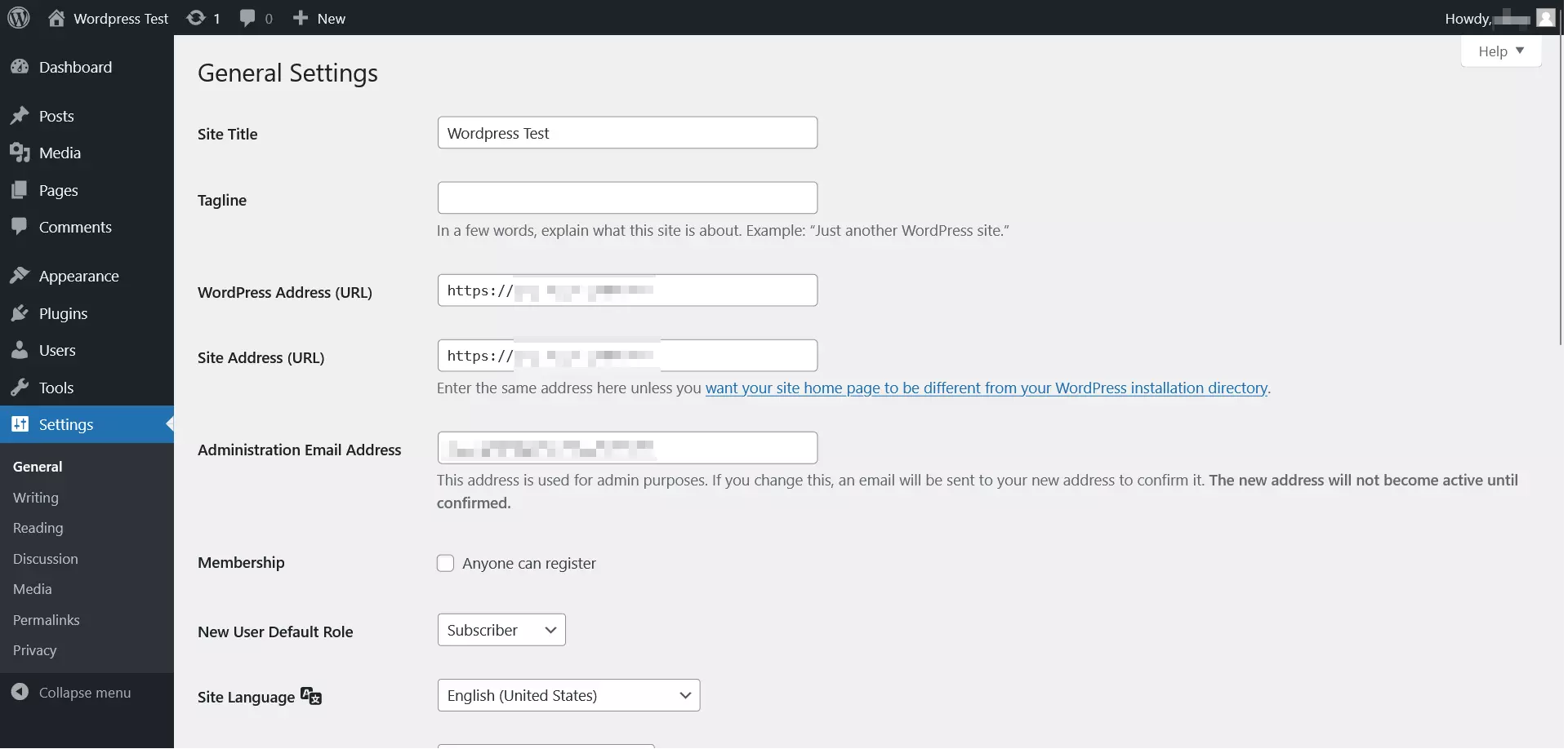 La sezione “Impostazioni” nella bacheca di WordPress La sezione “Impostazioni” nella bacheca di WordPress