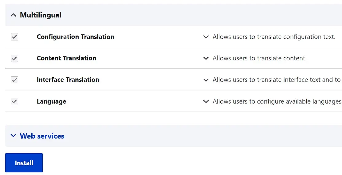 Menu “Language” di Drupal Immagine: Menu “Language” di Drupal