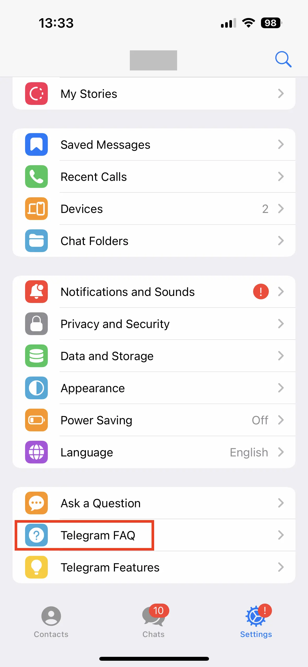 Impostazioni dell’app Telegram Immagine: Impostazioni dell’app Telegram